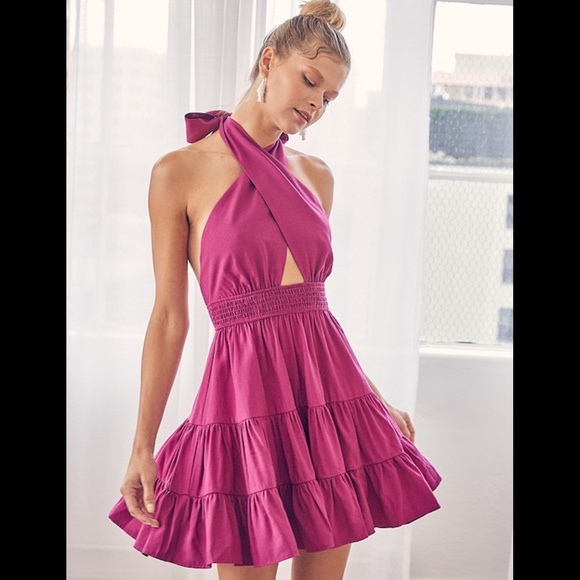 *ONE LEFT* Halter Neck Sun Mini Dress - Picture 3 of 6